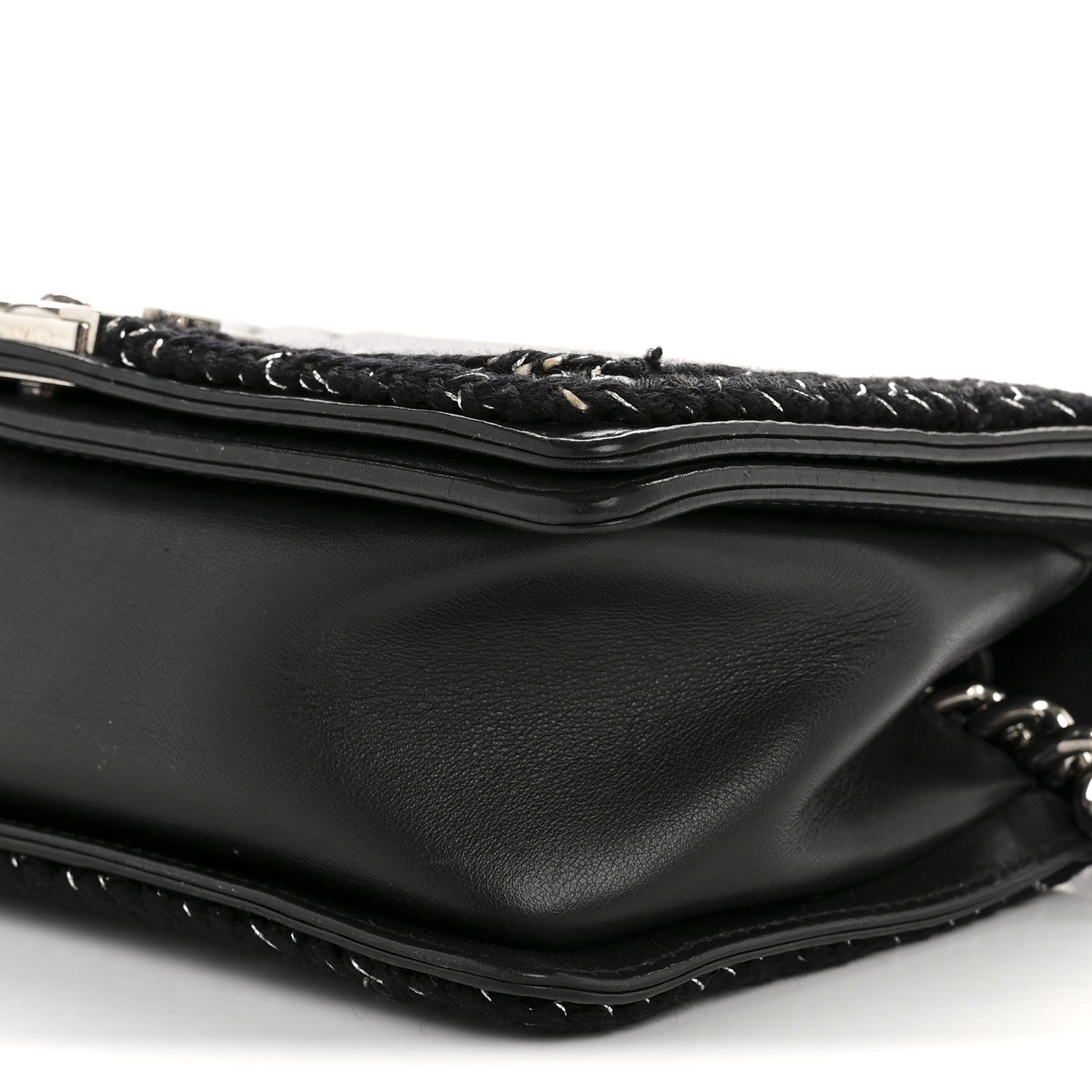 Calfskin Chevron Tweed Medium Boy Flap Black