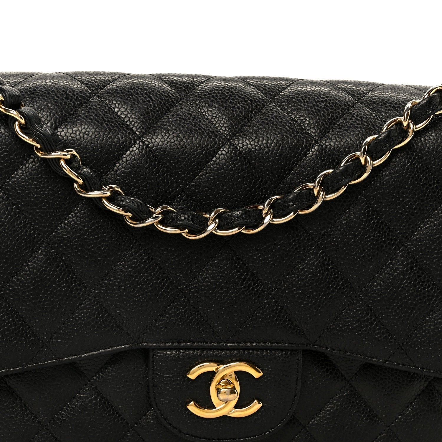 Caviar Quilted Jumbo Double Flap Black