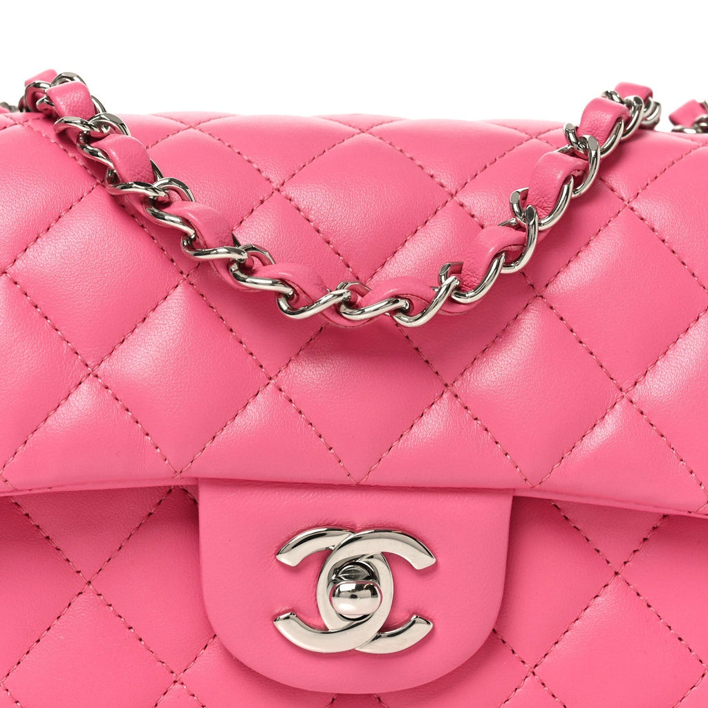 Lambskin Quilted Mini Rectangular Flap Pink