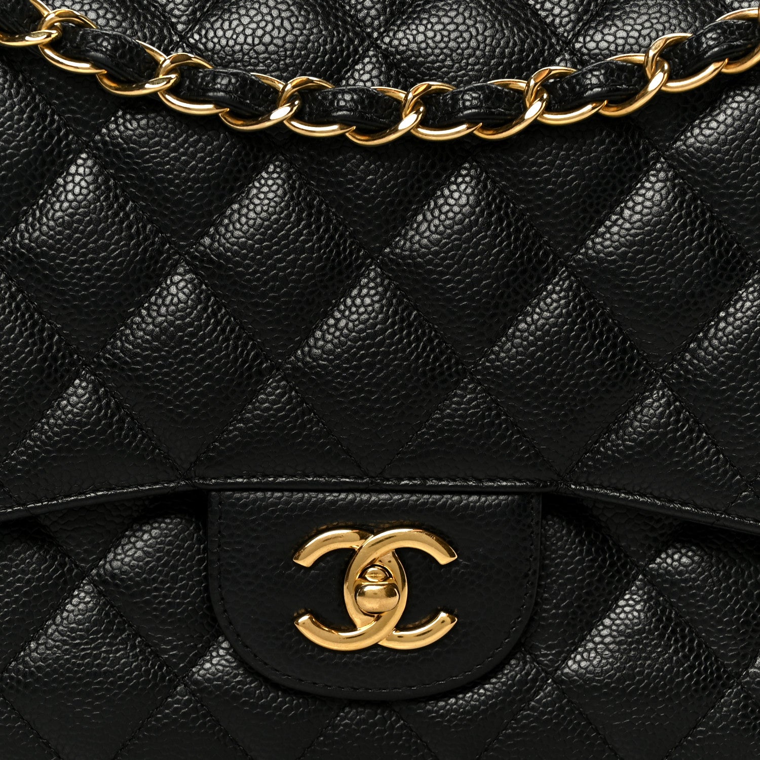 Caviar Quilted Jumbo Double Flap Black