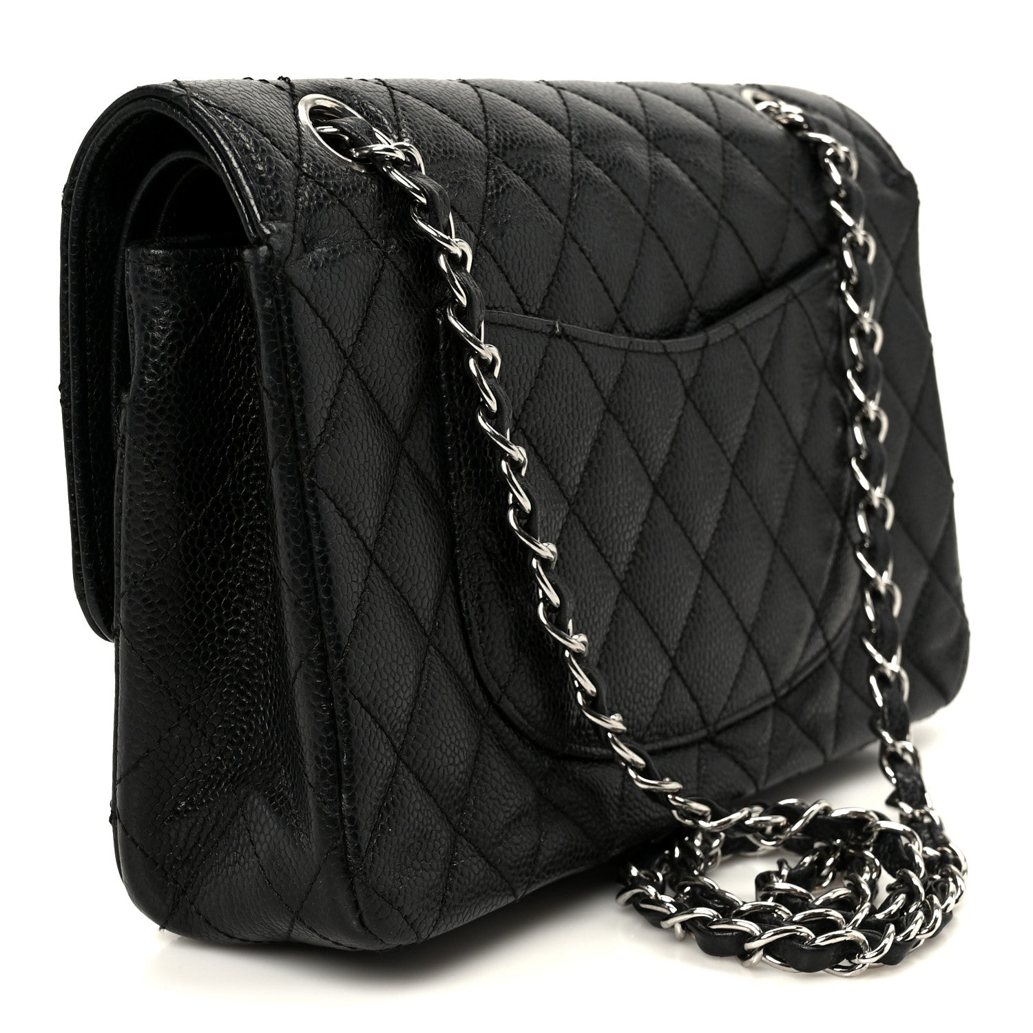 Caviar Quilted Medium Double Flap Black