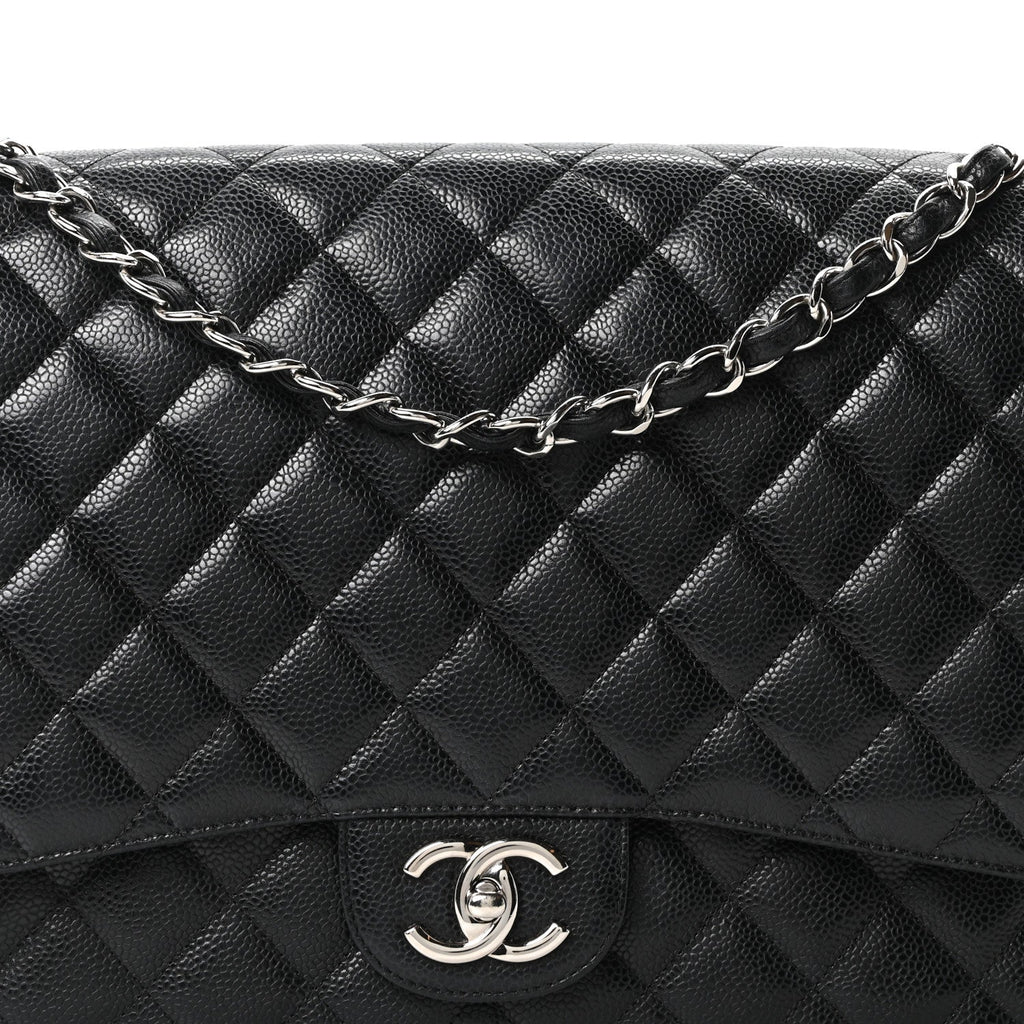 Caviar Quilted Maxi Double Flap Black