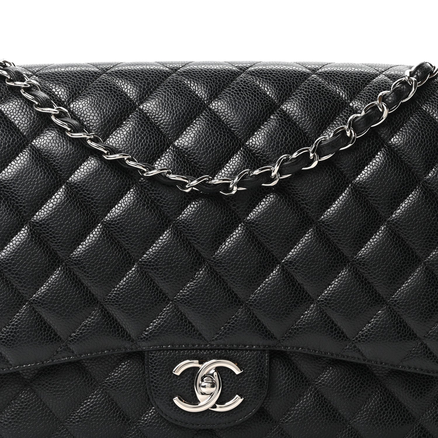 Caviar Quilted Maxi Double Flap Black