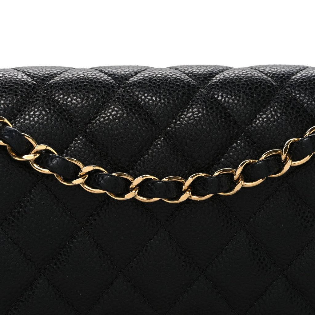 Caviar Quilted Medium Double Flap Black