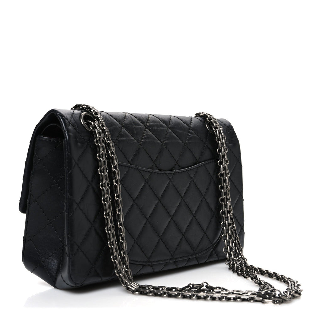 Aged Calfskin Quilted 2.55 Reissue 225 Flap Black