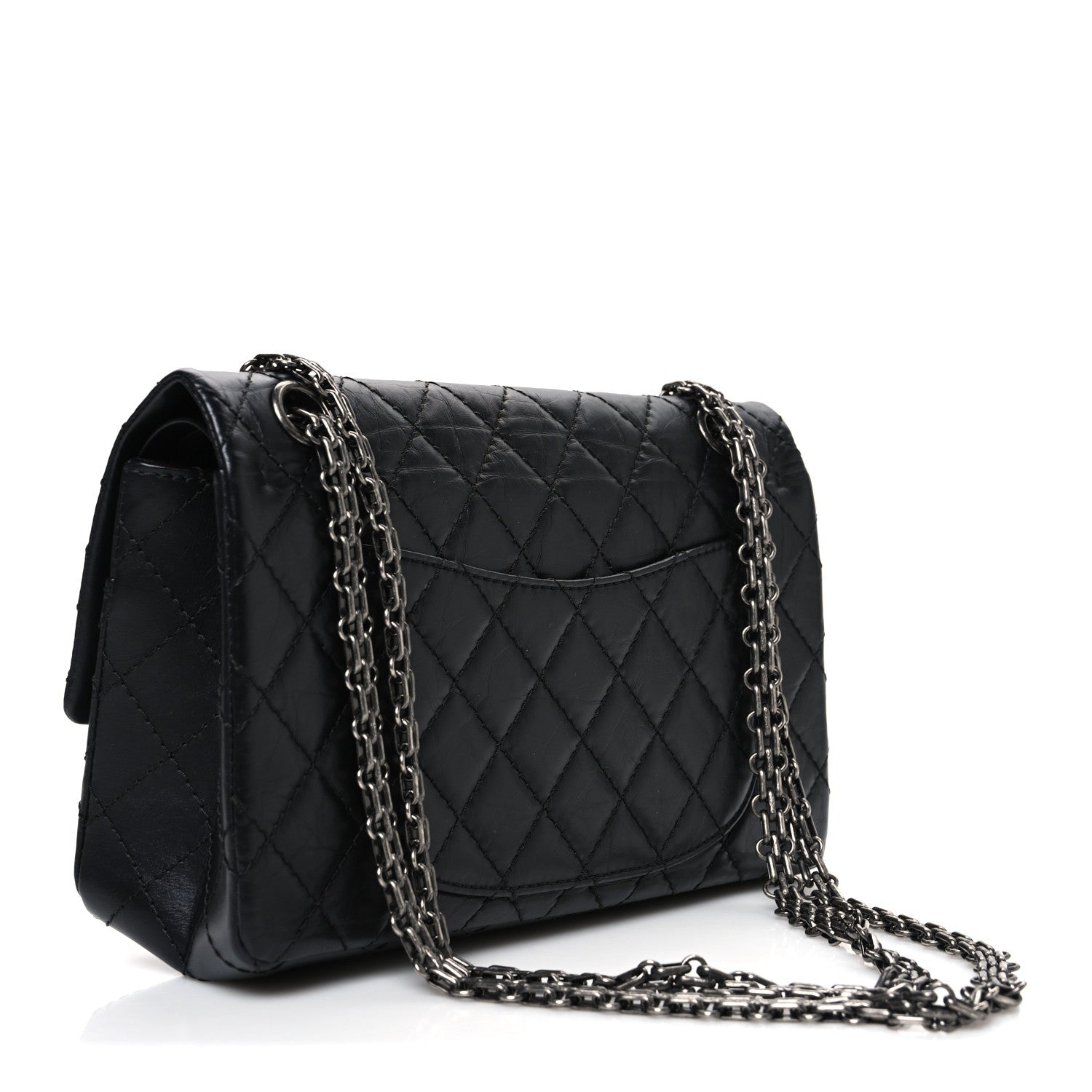 Aged Calfskin Quilted 2.55 Reissue 225 Flap Black