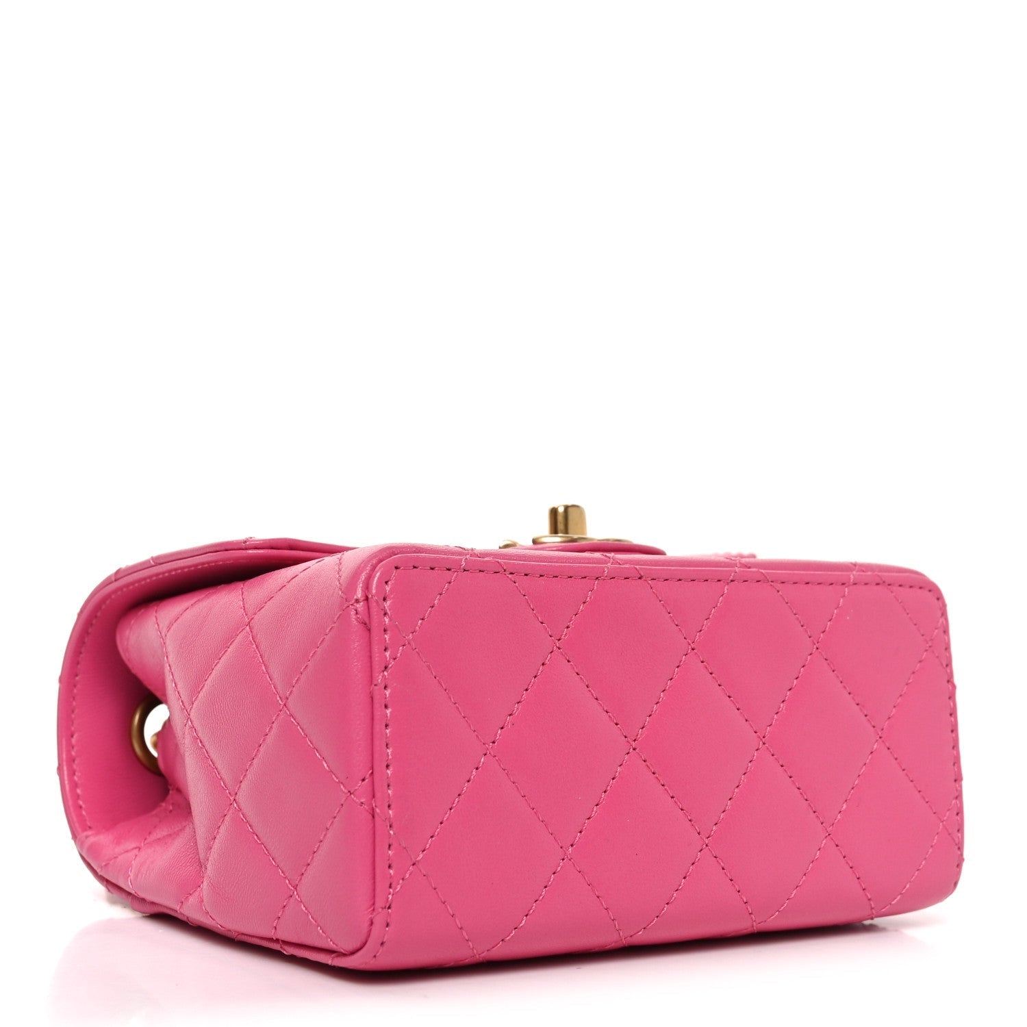 Goatskin Quilted Mini Square Flap Pink