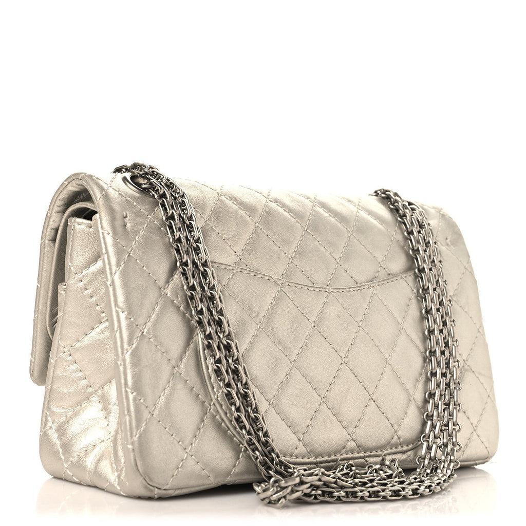 Metallic Lambskin Quilted 2.55 Reissue 225 Flap Silver