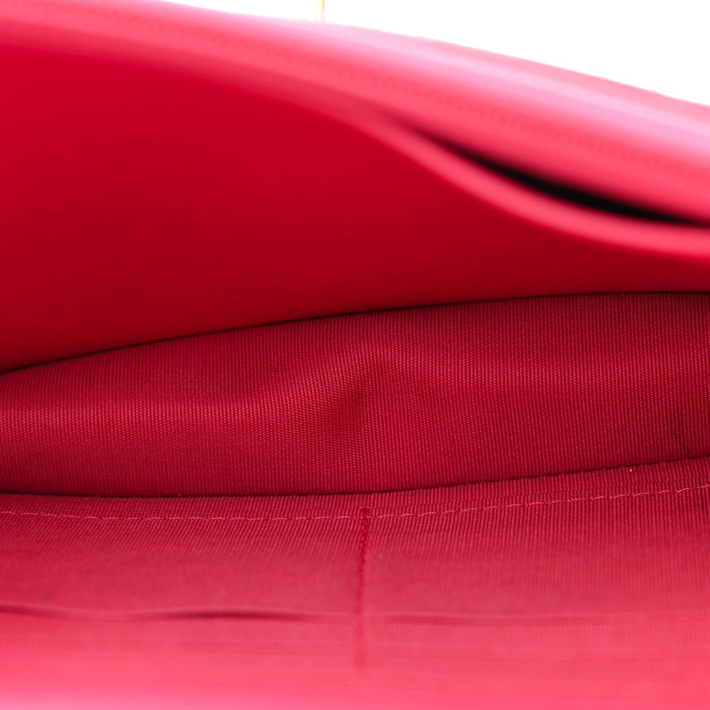 Lambskin Quilted Trendy CC Wallet On Chain WOC Dark Pink