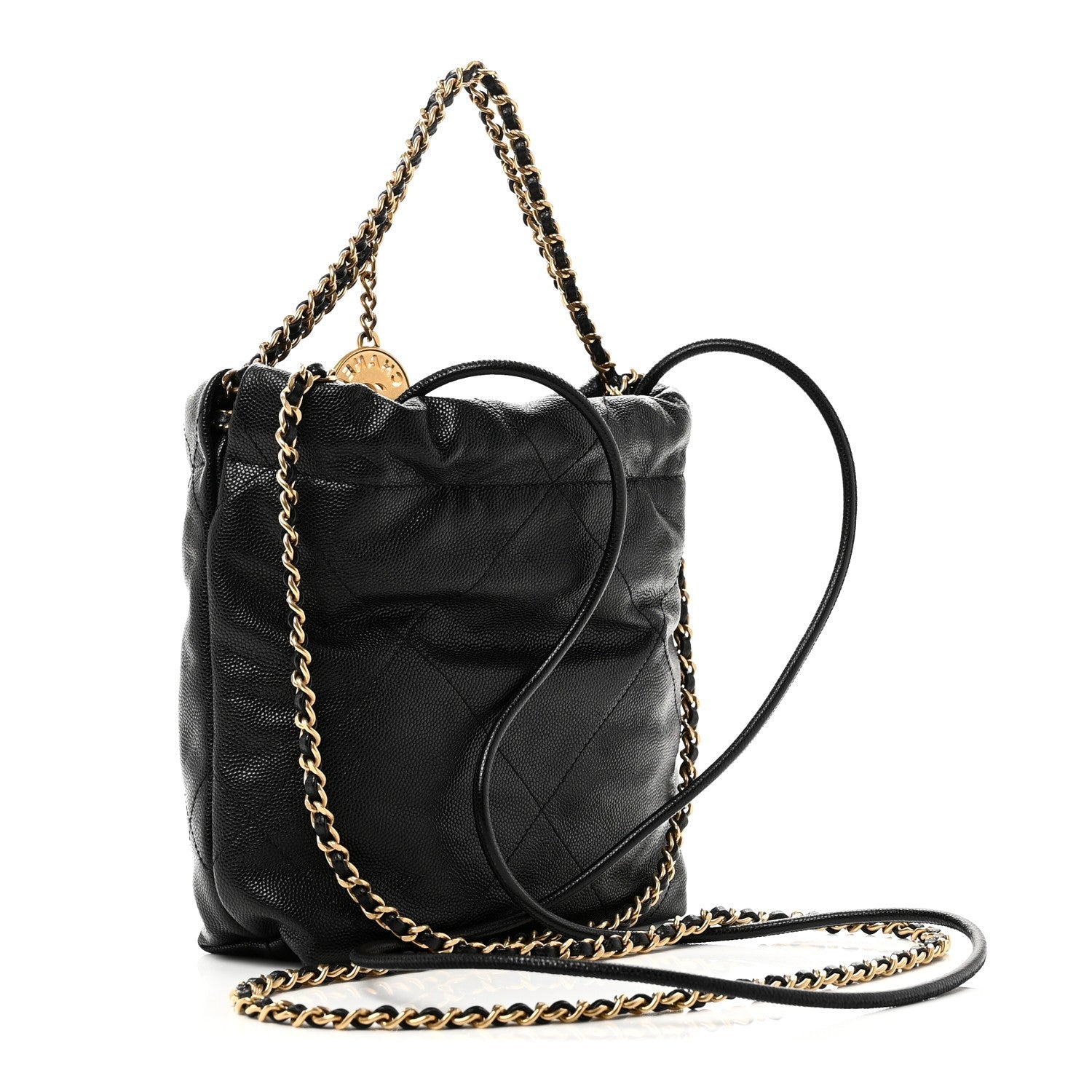 Shiny Caviar Quilted Monochrome Mini Chanel 22 Black