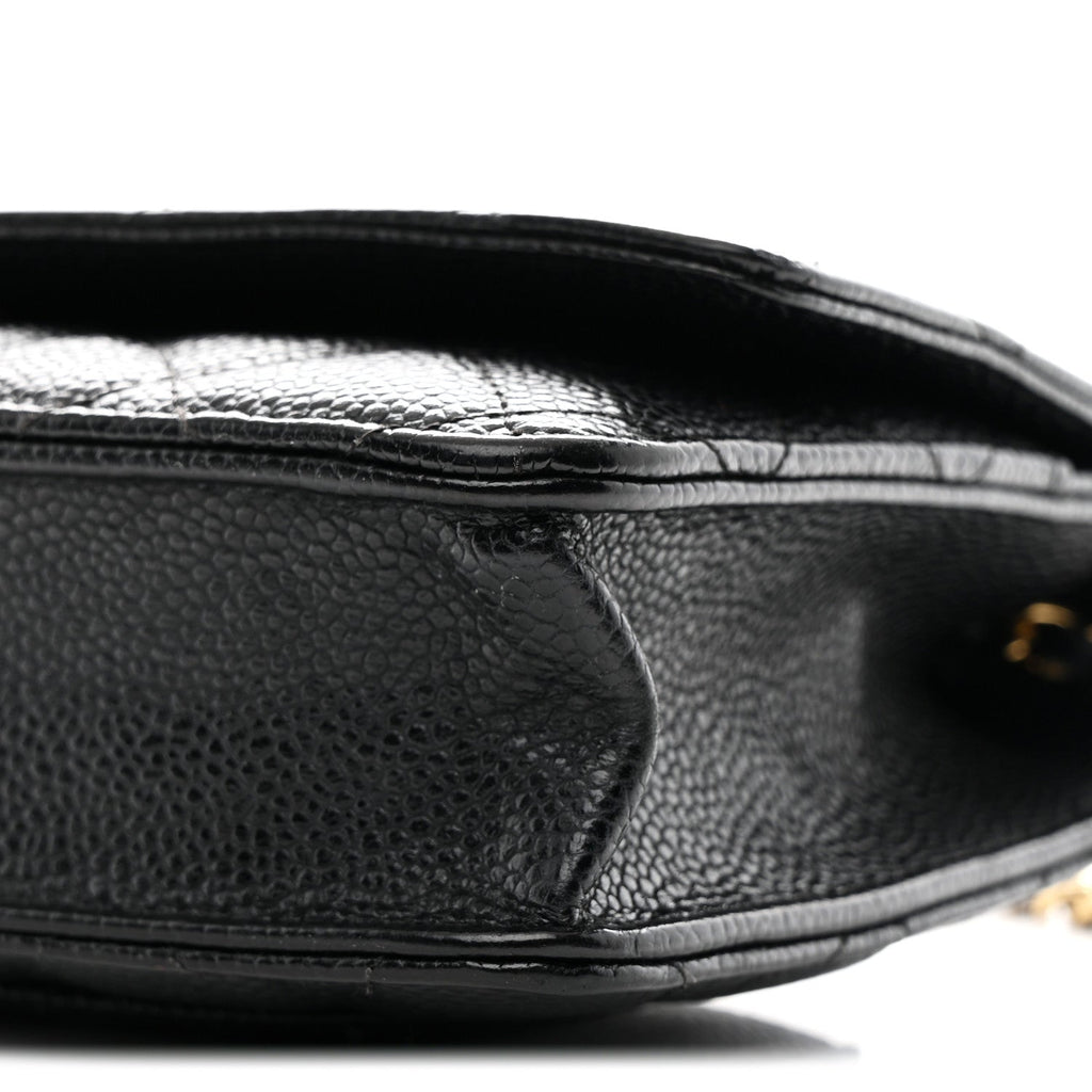 Caviar Quilted Wallet on Chain WOC Black