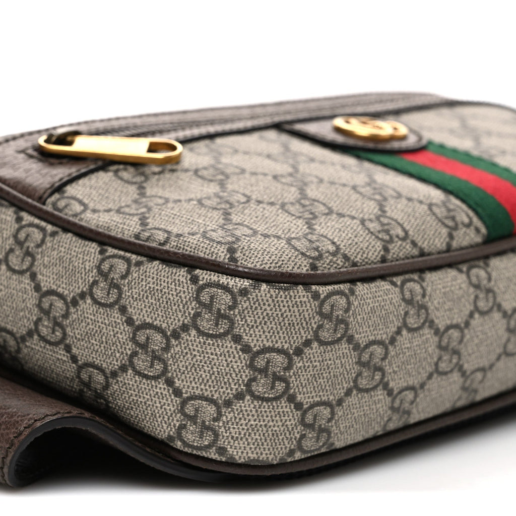 Soft GG Supreme Monogram Medium Ophidia Belt Bag Dark Brown