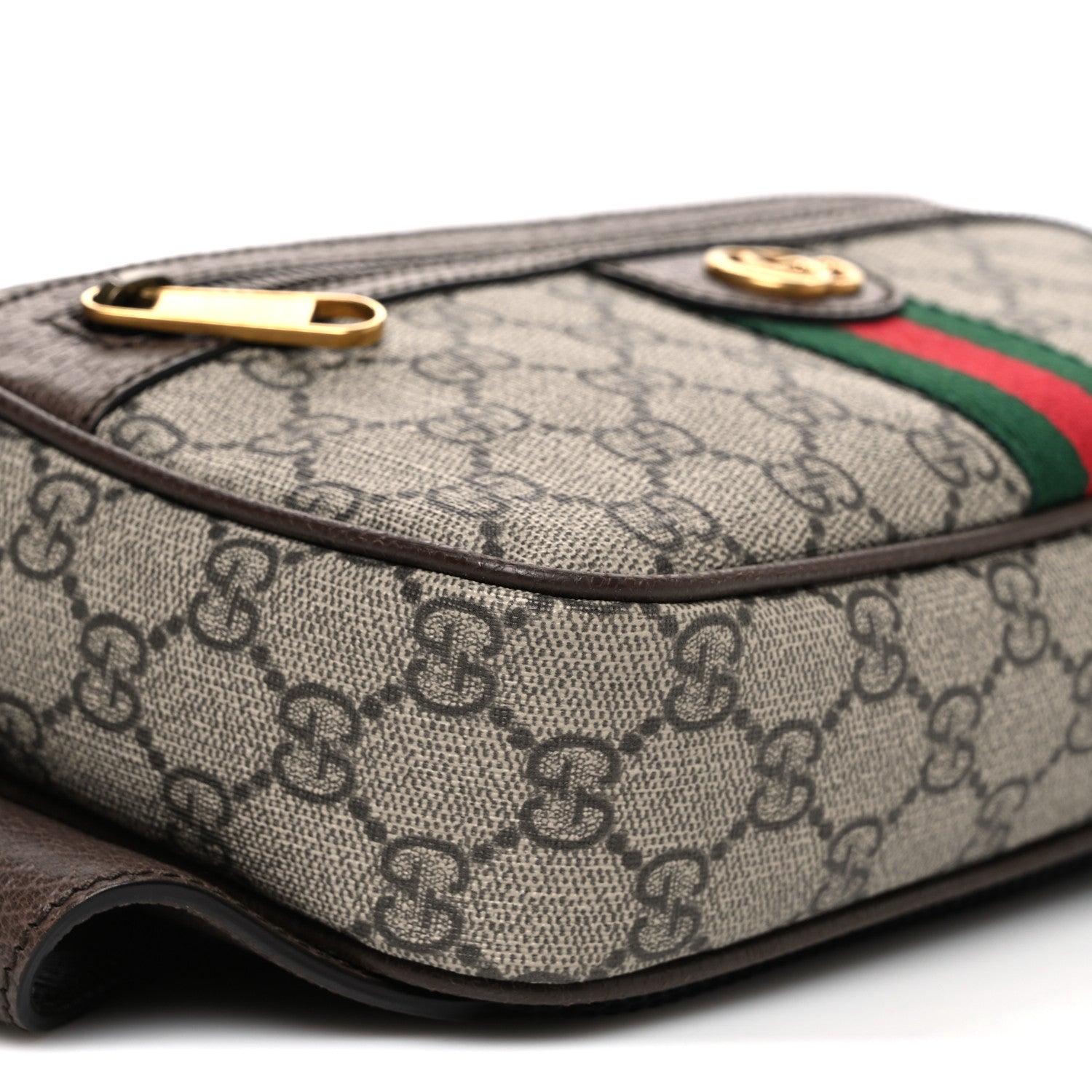 Soft GG Supreme Monogram Medium Ophidia Belt Bag Dark Brown