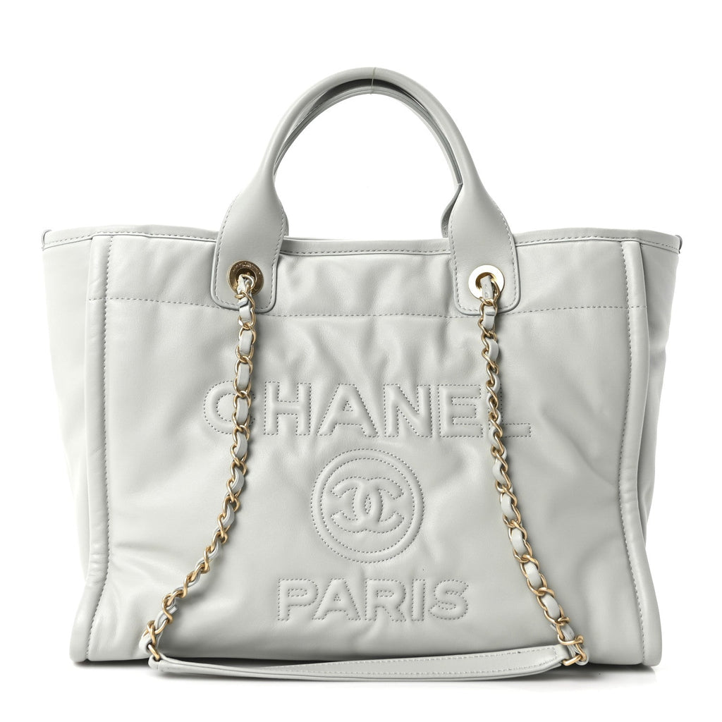 Calfskin Small Deauville Tote Light Grey