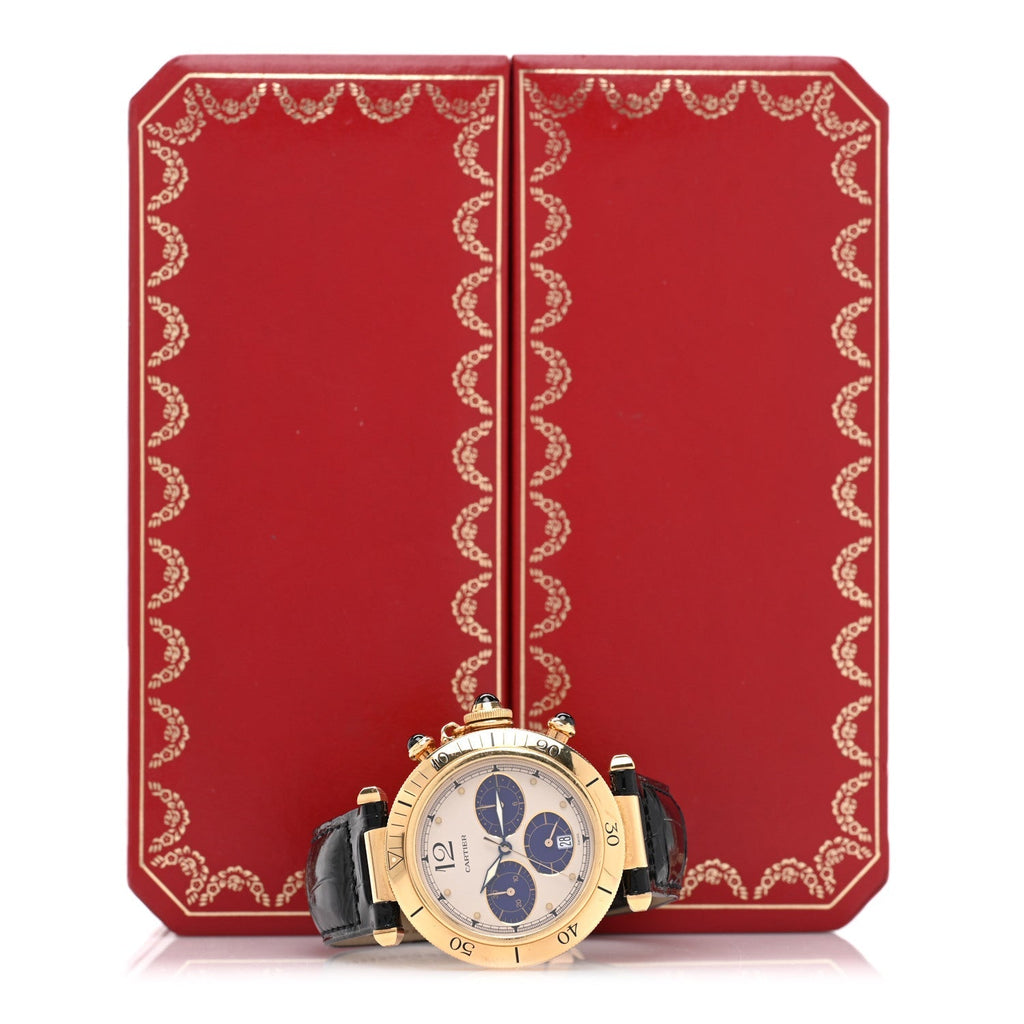 18K Yellow Gold Alligator 38mm Pasha Chronograph Quartz Watch