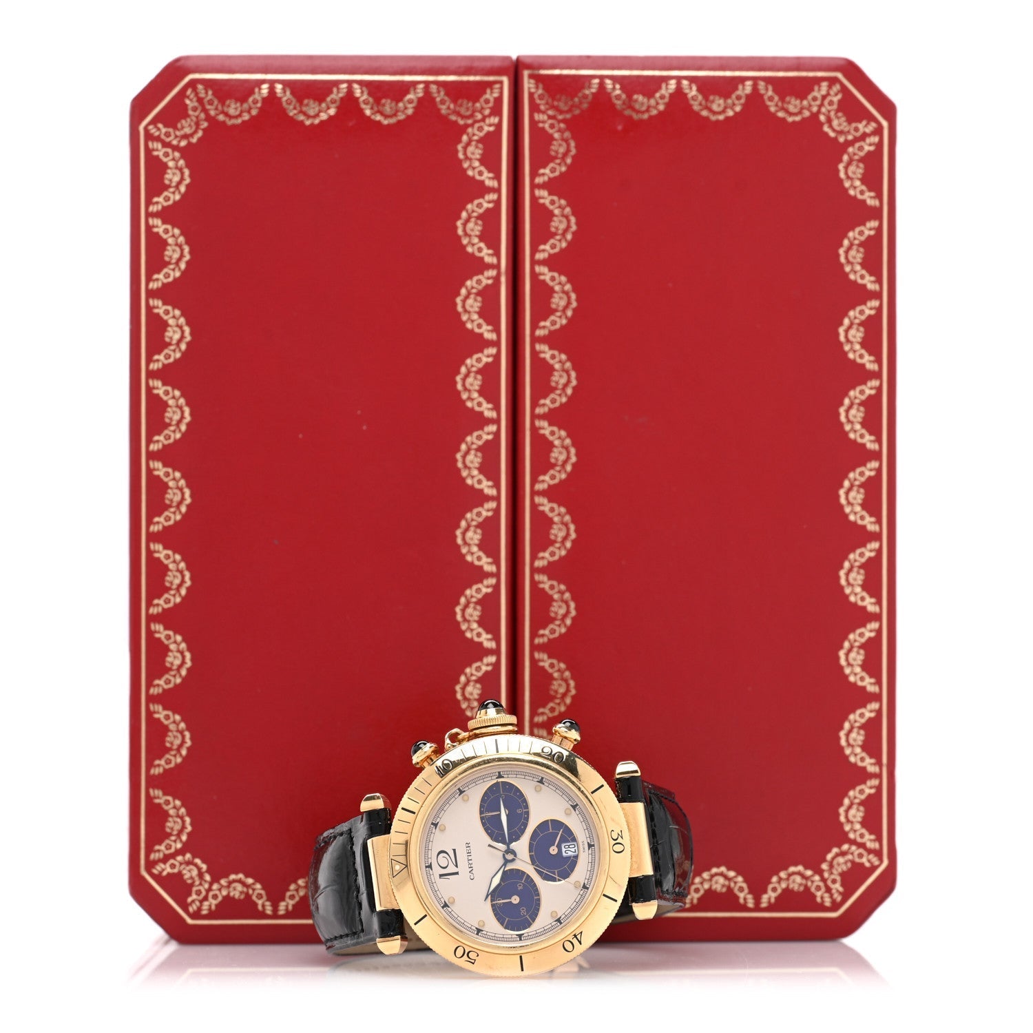 18K Yellow Gold Alligator 38mm Pasha Chronograph Quartz Watch