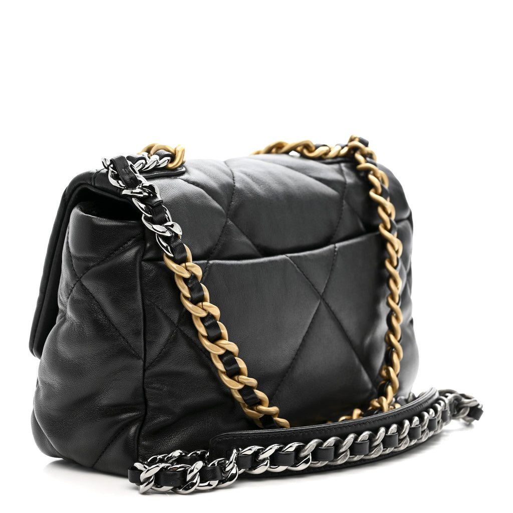 Lambskin Quilted Medium Chanel 19 Flap Black