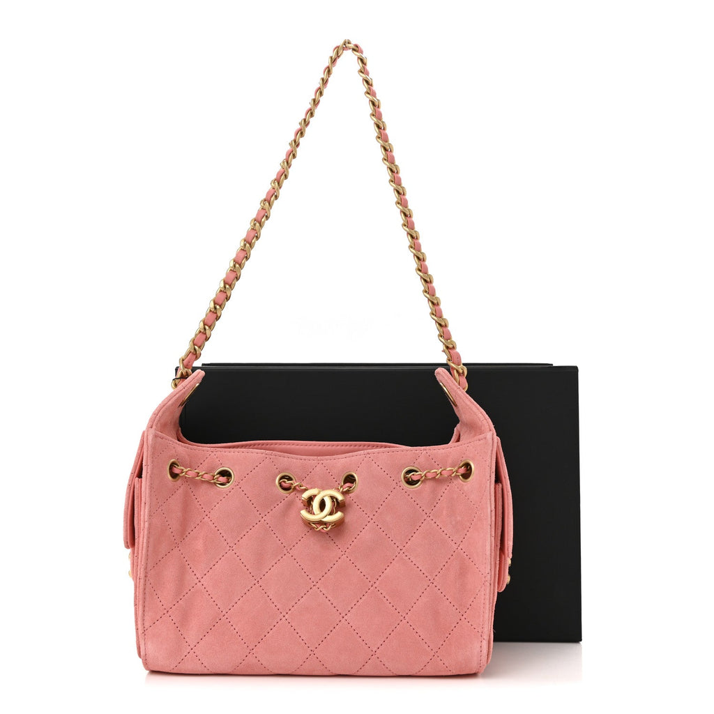 Suede Quilted Mini Chanel 25 Handbag Pink