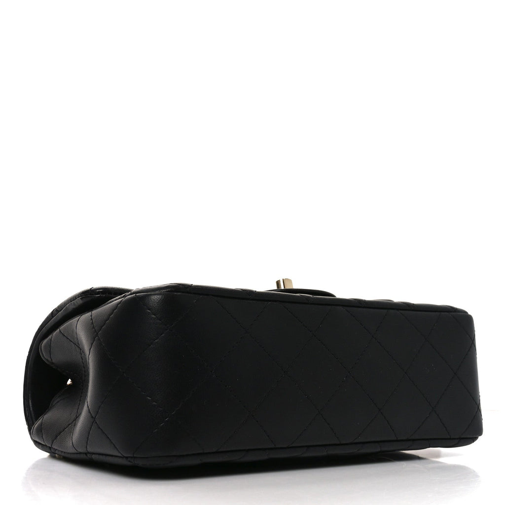 Lambskin Quilted Mini Rectangular Flap Black