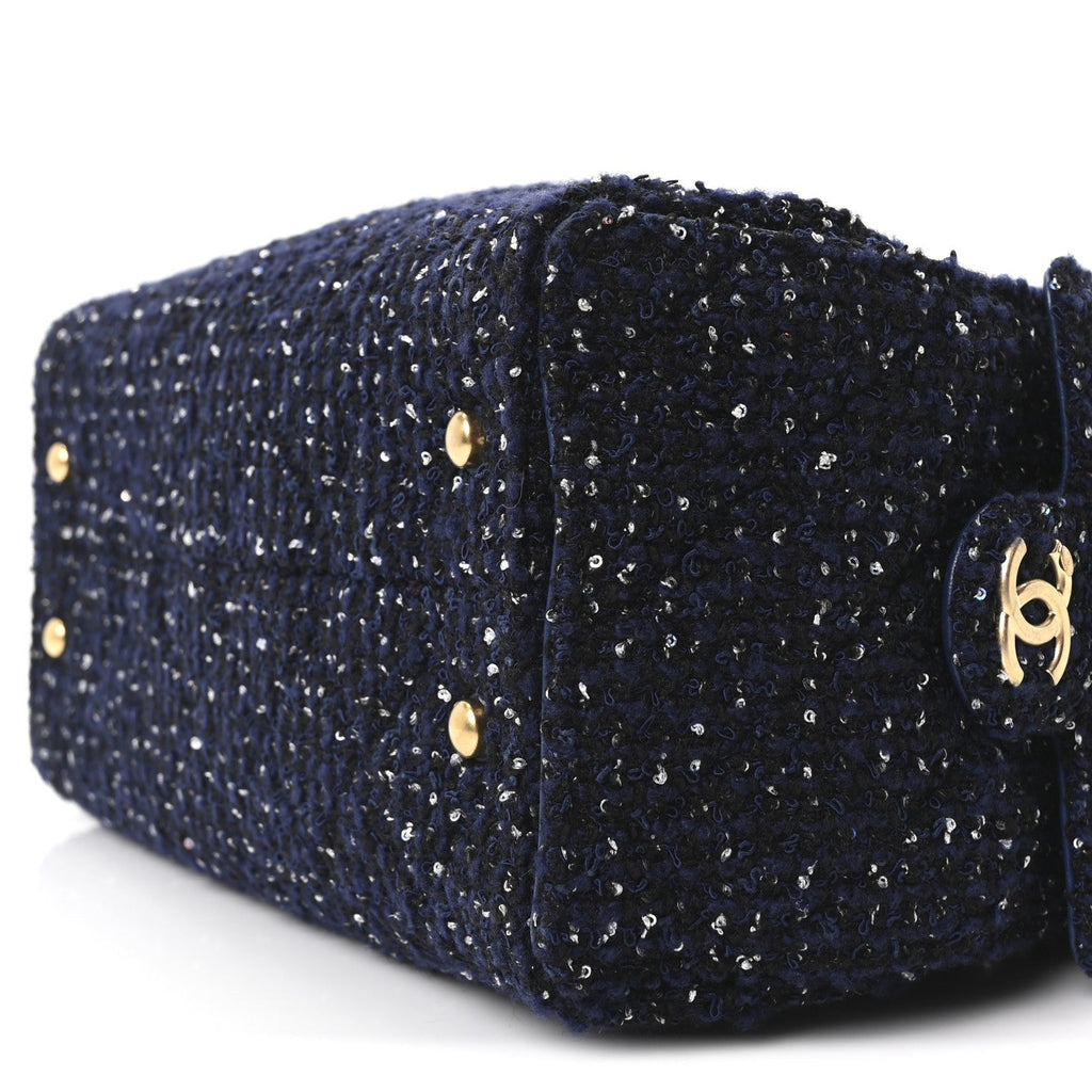 Tweed Quilted Small Chanel 25 Handbag Blue