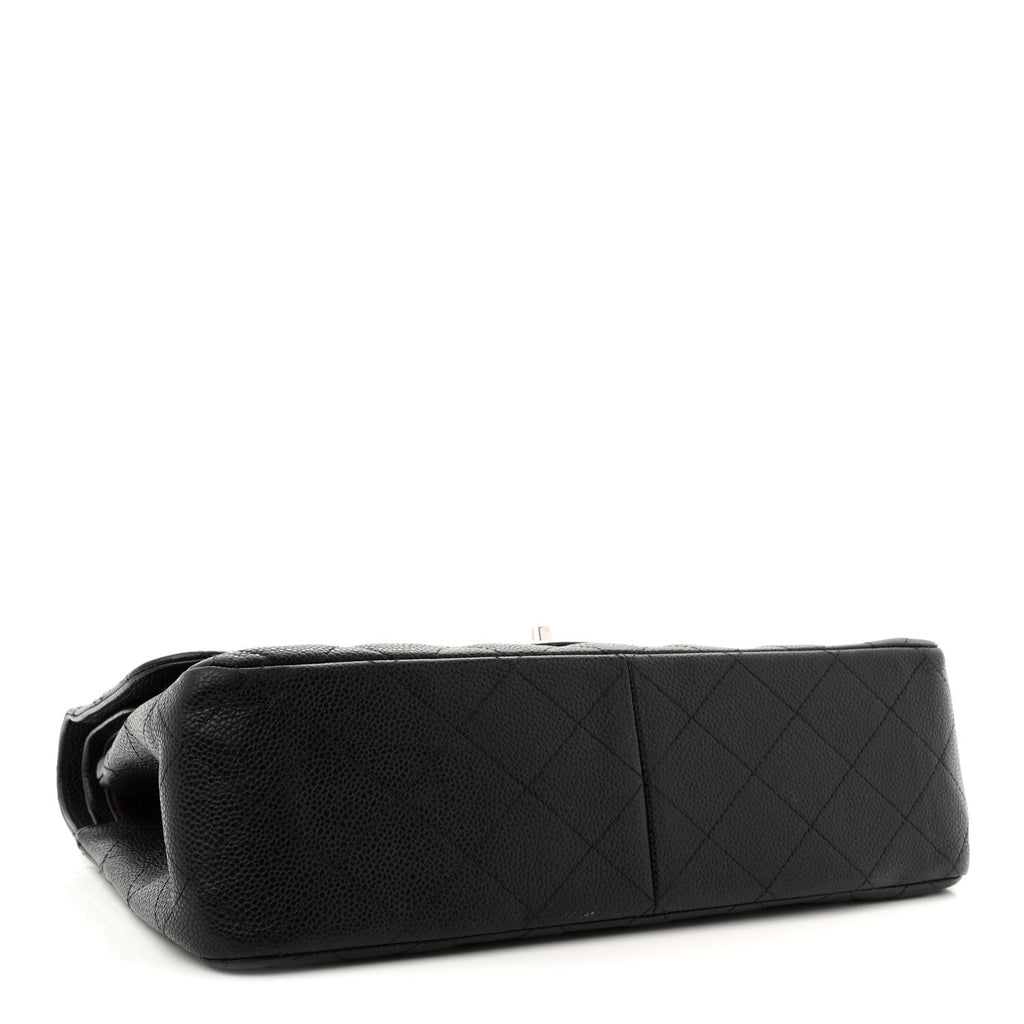 Caviar Quilted Jumbo Double Flap Black