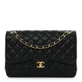 Caviar Quilted Jumbo Double Flap Black