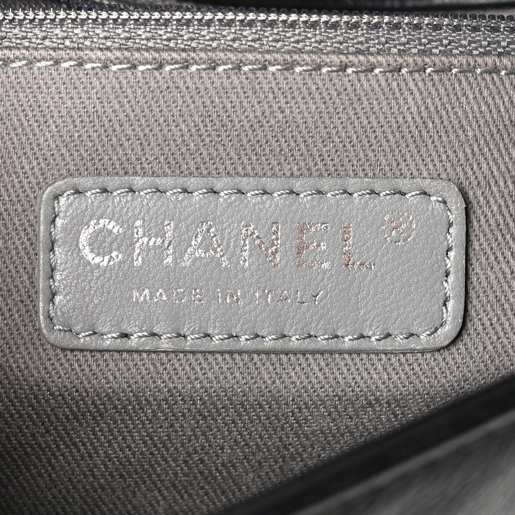 Calfskin Crystal Embossed Medium Boy Flap Black