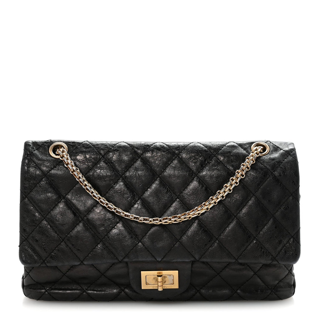 Aged Calfskin Quilted 2.55 Reissue 227 Flap Black