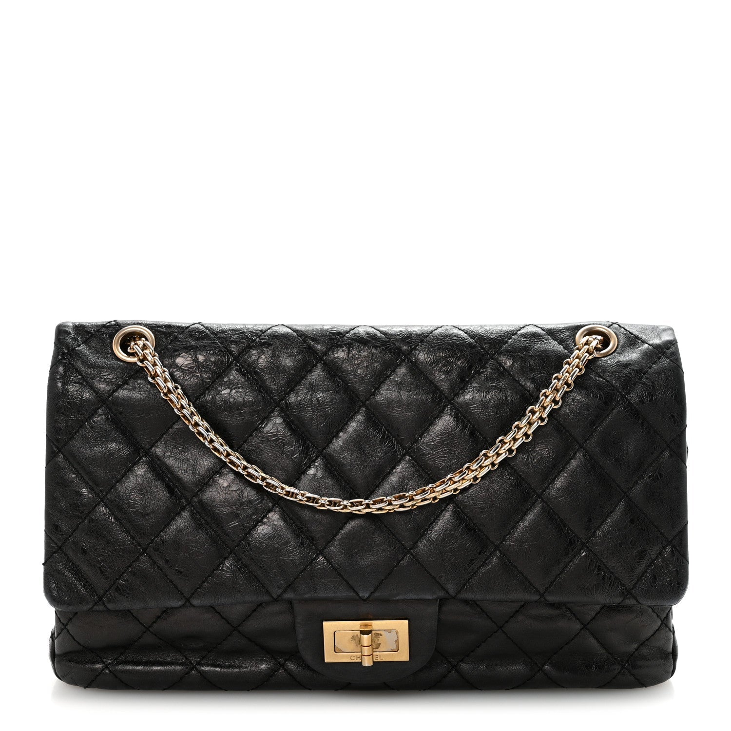 Aged Calfskin Quilted 2.55 Reissue 227 Flap Black