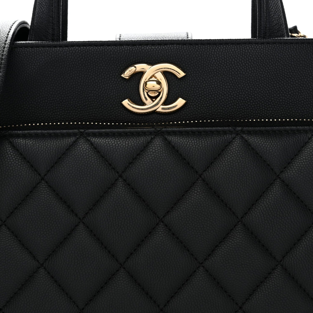 Caviar Quilted Small Business Affinity Shopping Bag Black