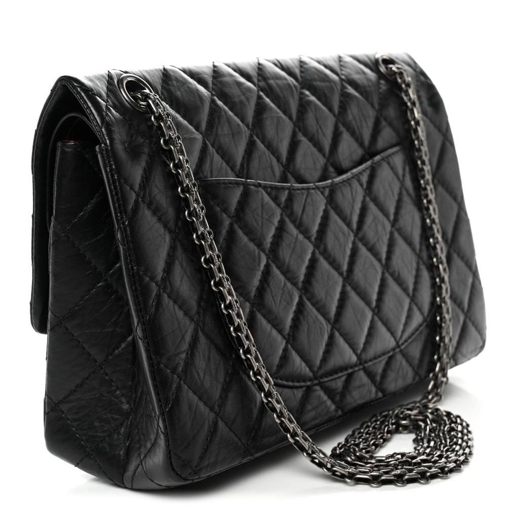 Aged Calfskin Quilted 2.55 Reissue 226 Flap Black