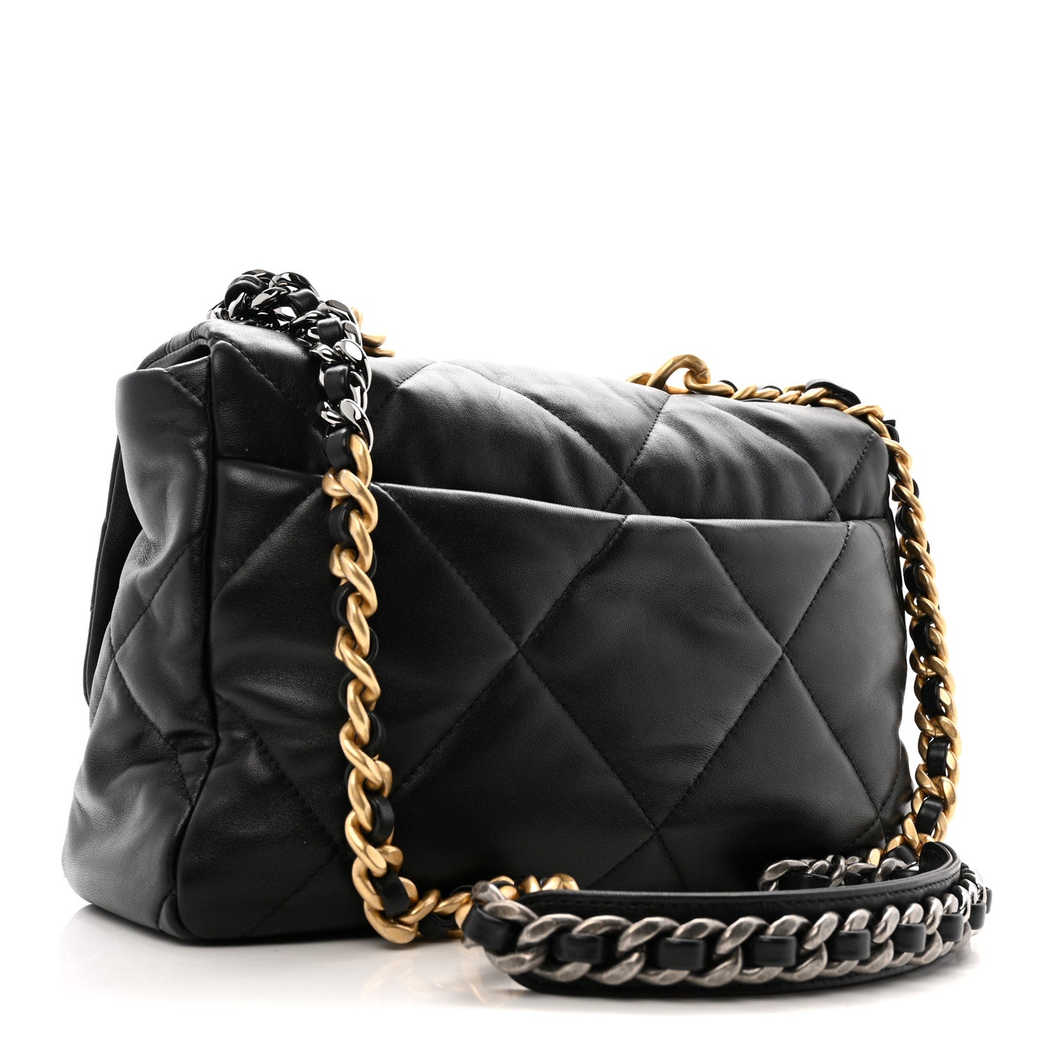 Lambskin Quilted Large Chanel 19 Flap Black