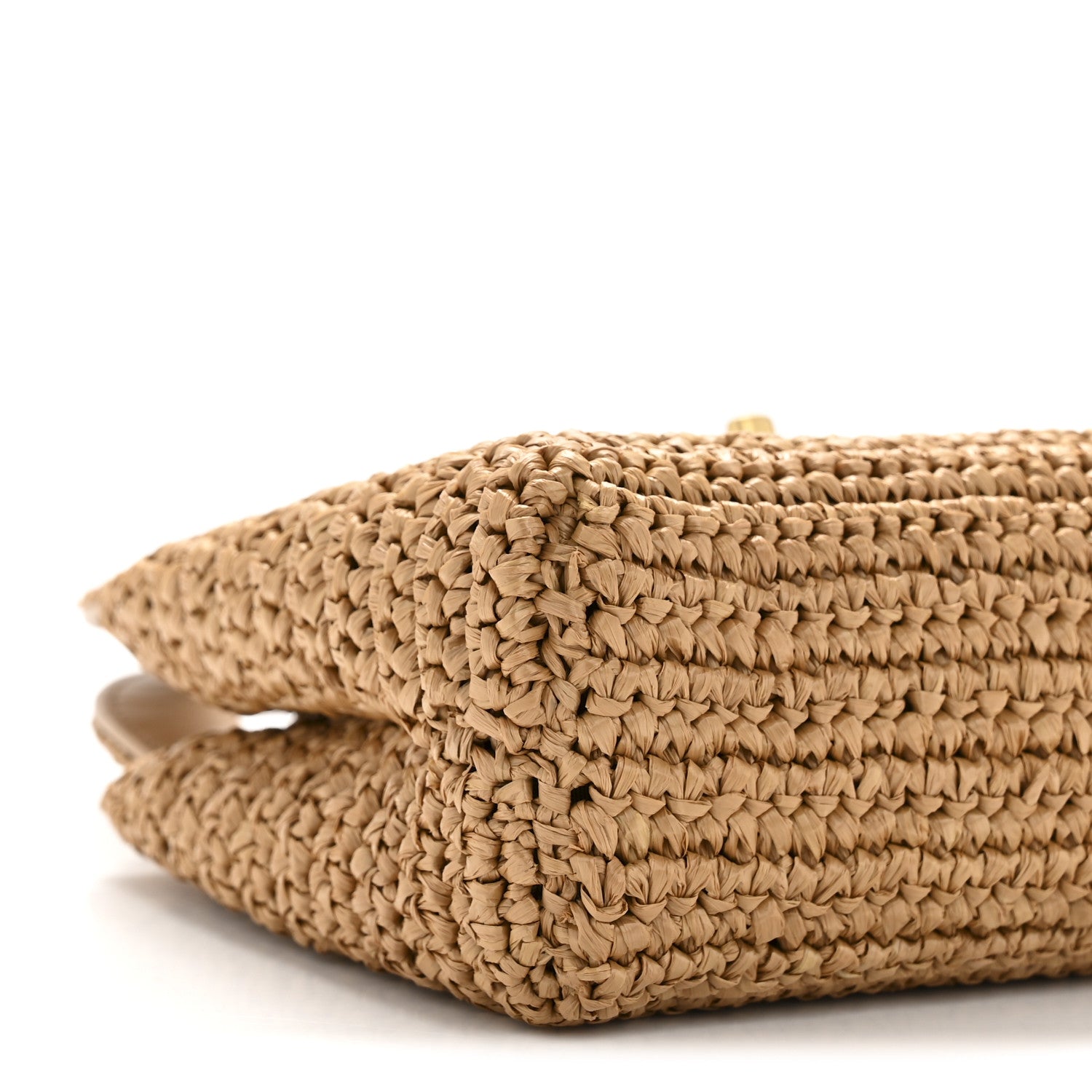 Braided Raffia Nano Kelly Flap Bag Dark Beige