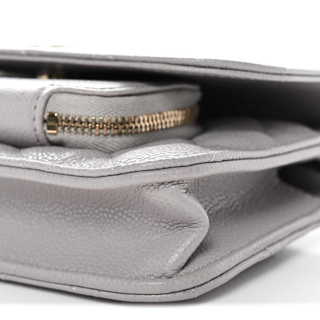 Caviar Quilted Mini Business Affinity Flap Grey