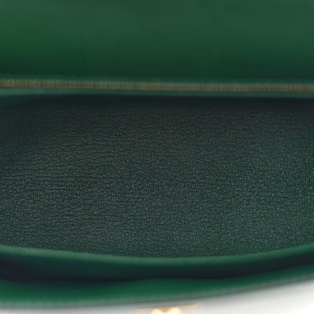 Madame Calfskin Shiny Alligator Kelly Sellier Touch 25 Vert Moyen