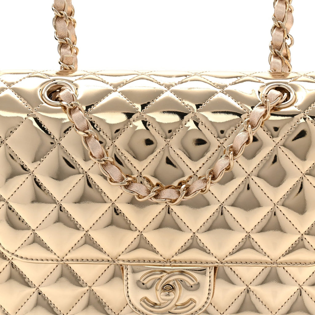Mirror Calfskin Metallic Calfskin Quilted Hollywood Boulevard Backpack With Coin Purse Gold