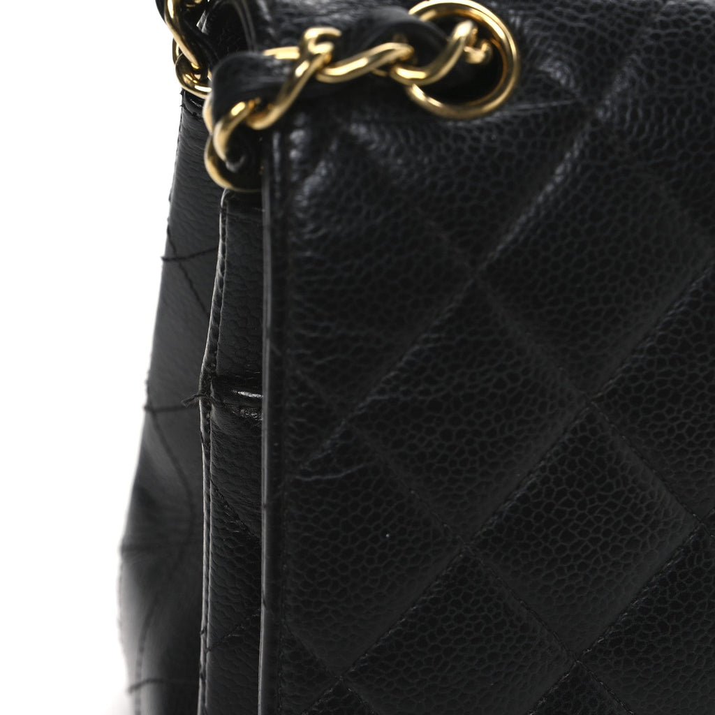 Caviar Quilted Jumbo Double Flap Black