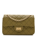 Aged Calfskin Quilted 2.55 Reissue 224 Flap  Khaki