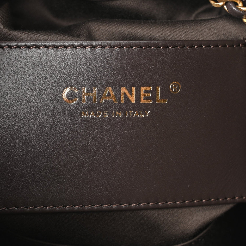 Suede Quilted Mini Chanel 25 Handbag Dark Brown