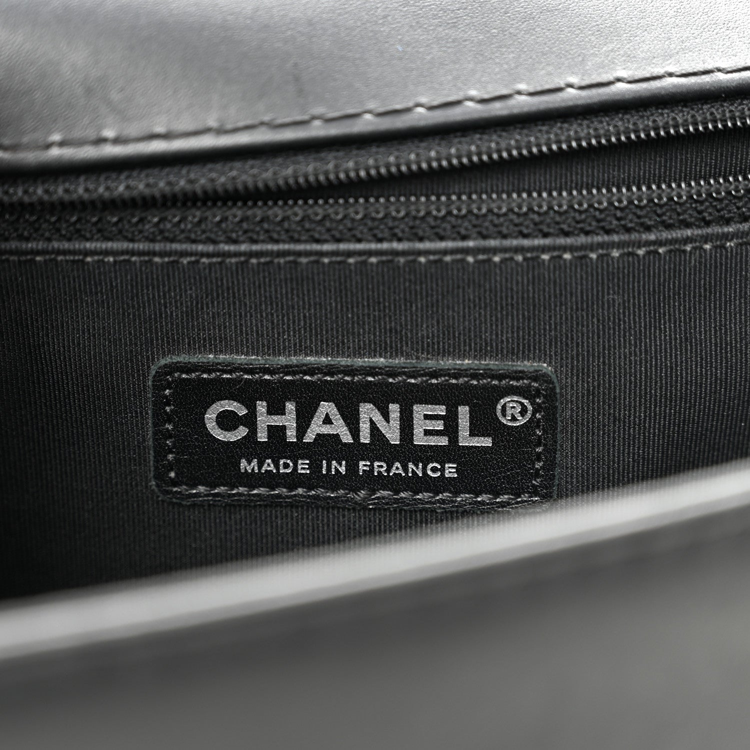 Calfskin Double Stitch Large Boy Flap Black