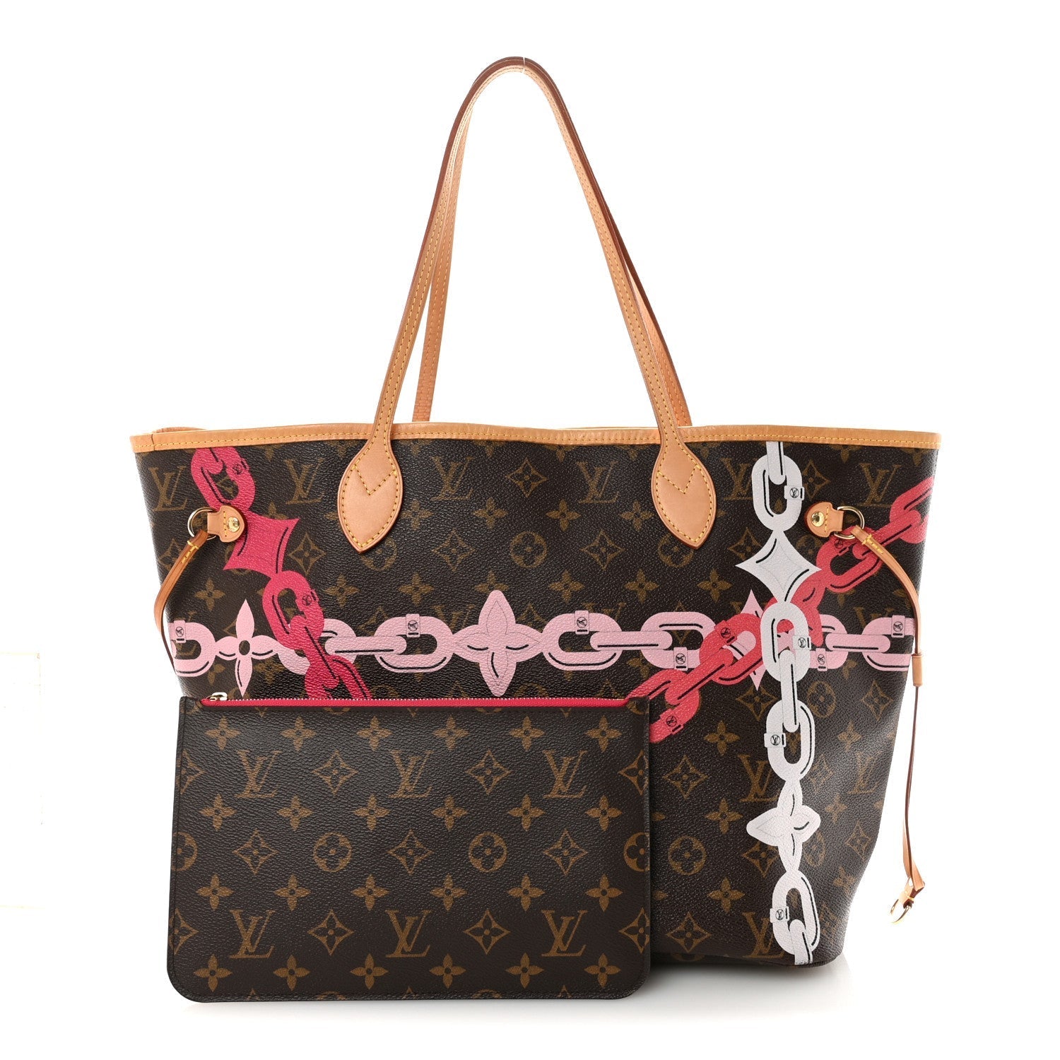 Monogram Bay Neverfull MM Rose Ballerine Poppy