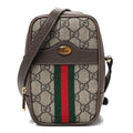 GG Supreme Monogram Web Mini Ophidia Double Zip Crossbody Bag Beige New Acero