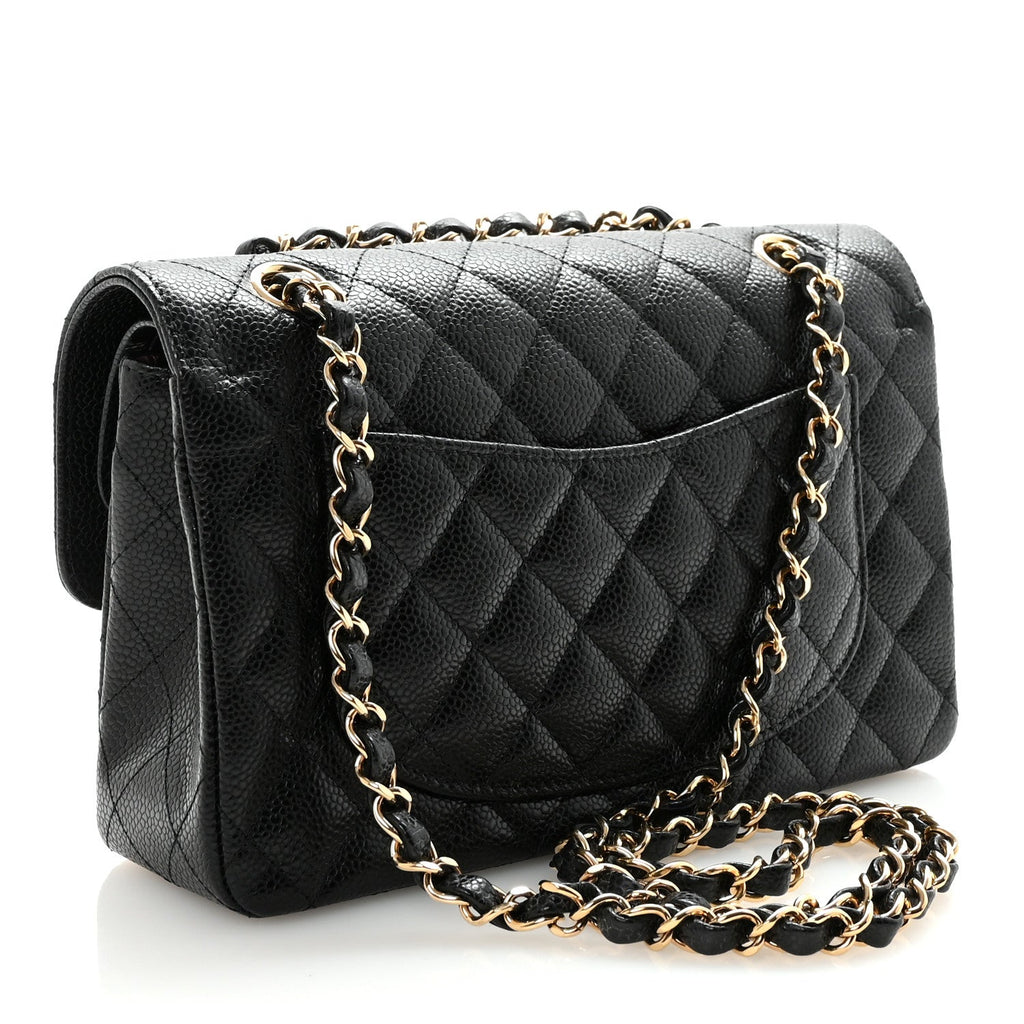 Caviar Quilted Small Double Flap Black