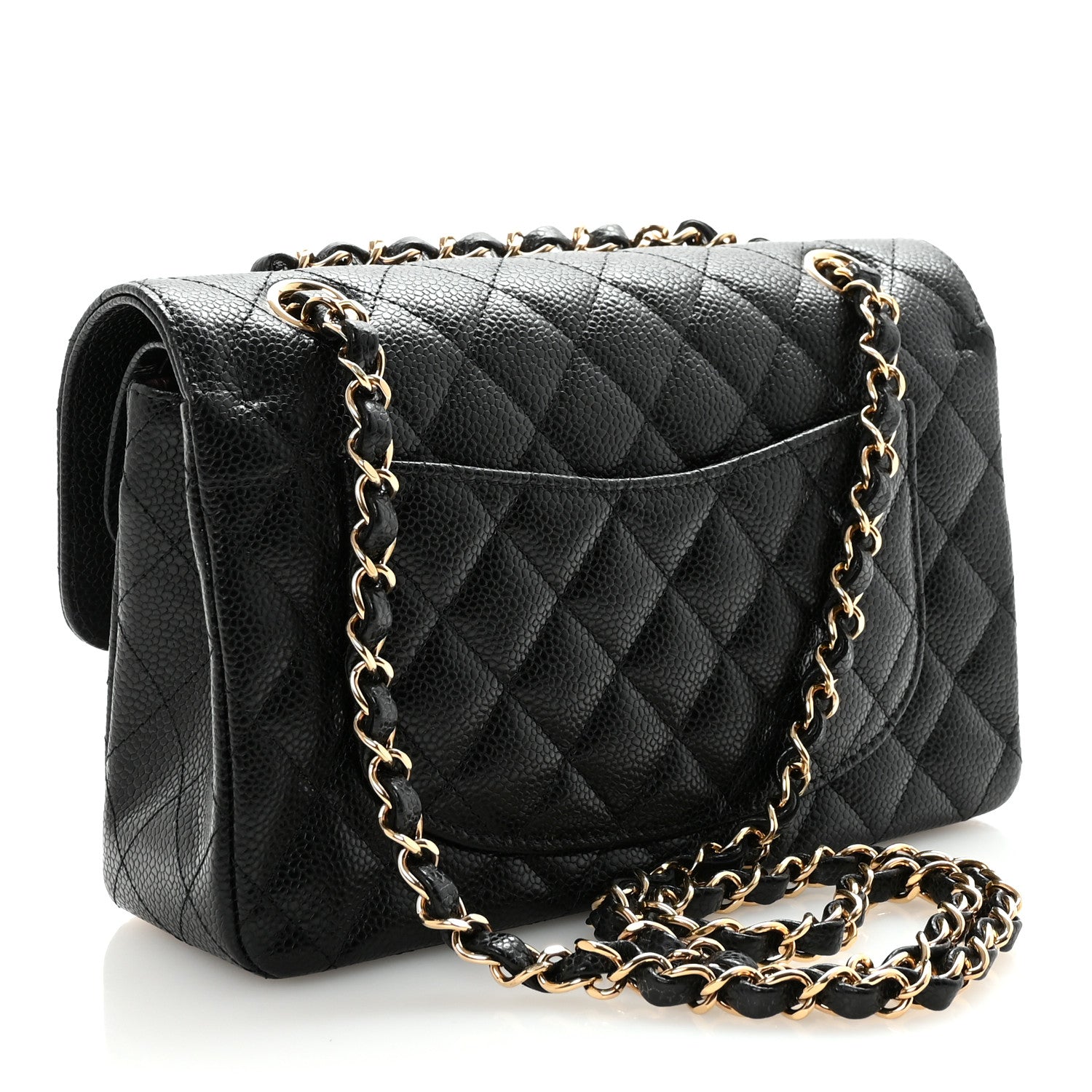 Caviar Quilted Small Double Flap Black