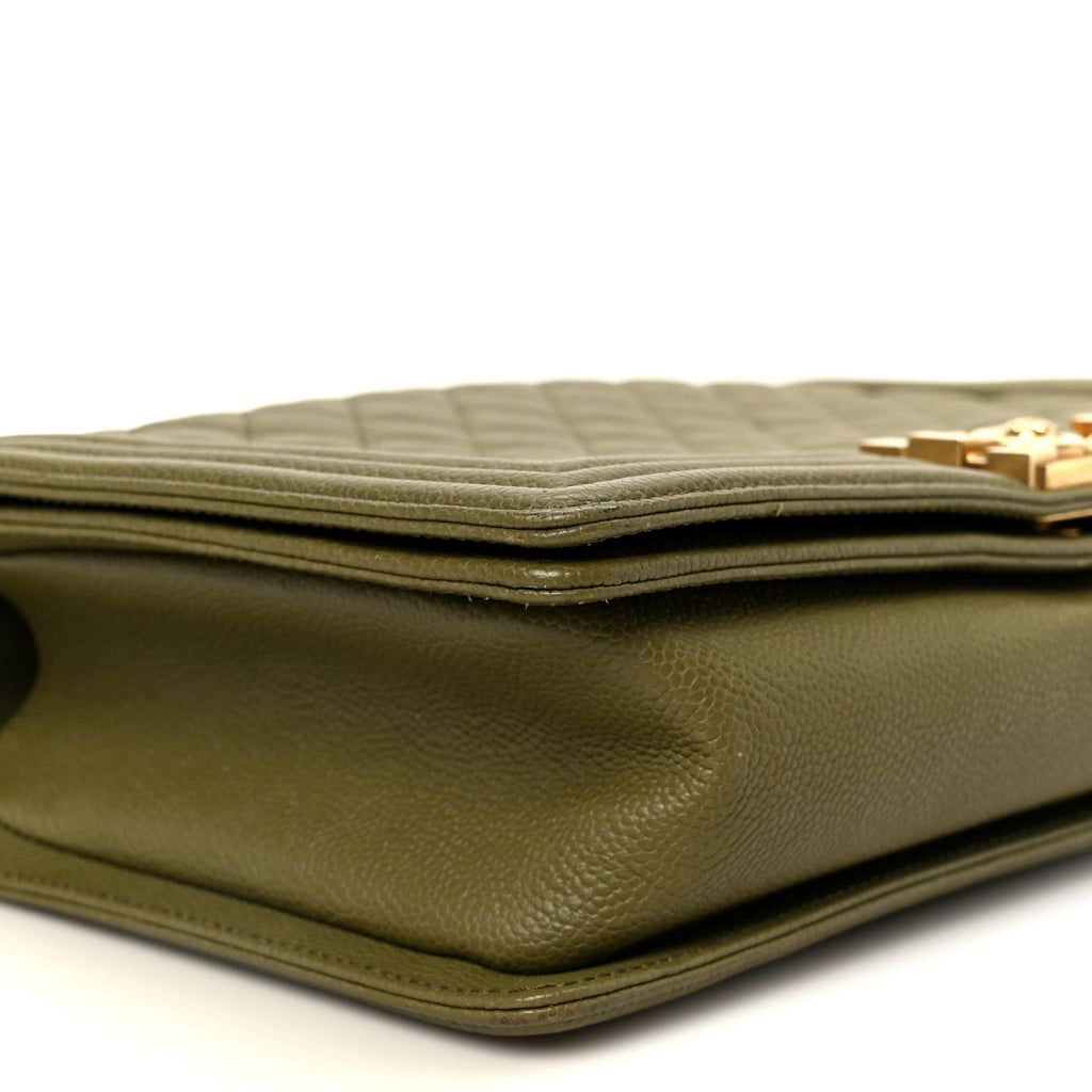 Caviar Quilted New Medium Boy Flap Khaki