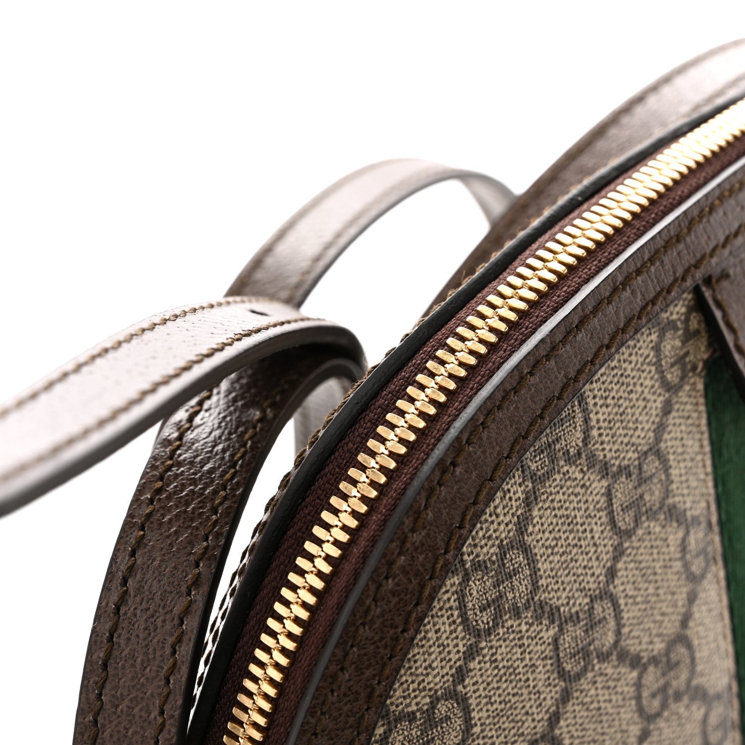 GG Supreme Monogram Textured Dollar Calfskin Web Small Ophidia Dome Shoulder Bag Beige Ebony New Acero