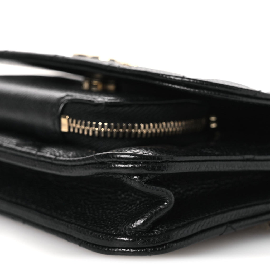 Caviar Quilted Business Affinity Clutch With Chain Black