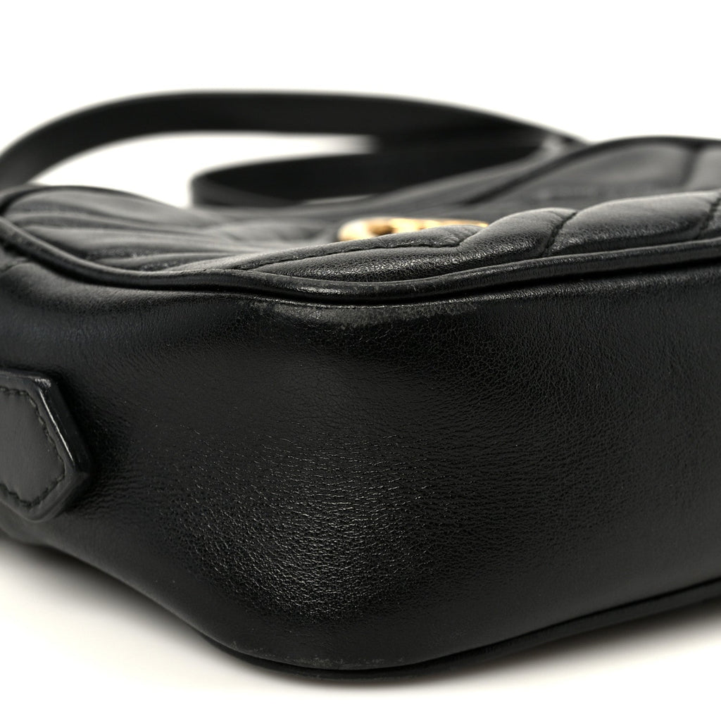 Calfskin Matelasse Mini GG Marmont Chain Shoulder Bag Black