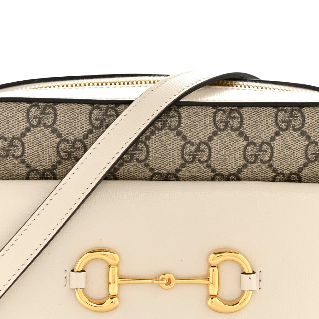 GG Supreme Monogram Small Horsebit 1955 Shoulder Bag Beige Mystic White