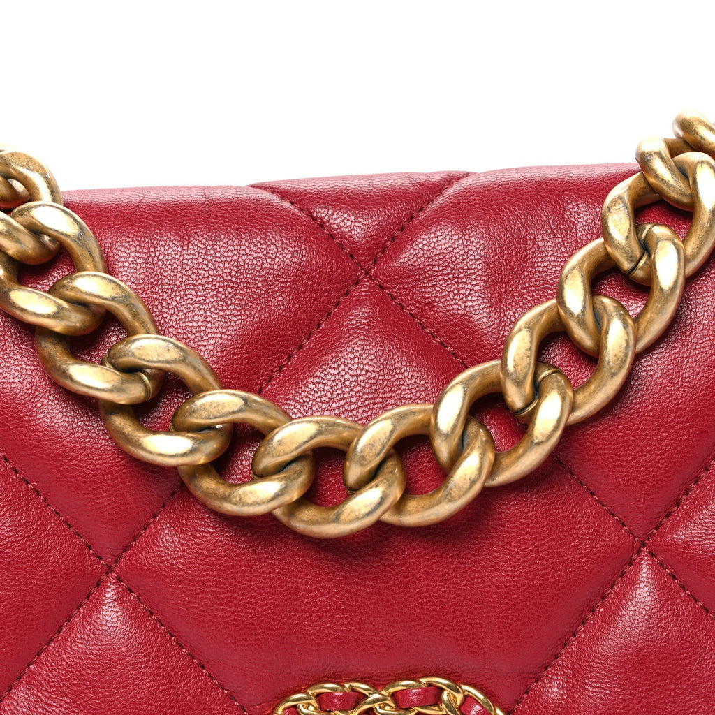 Lambskin Quilted Large Chanel 19 Flap Red